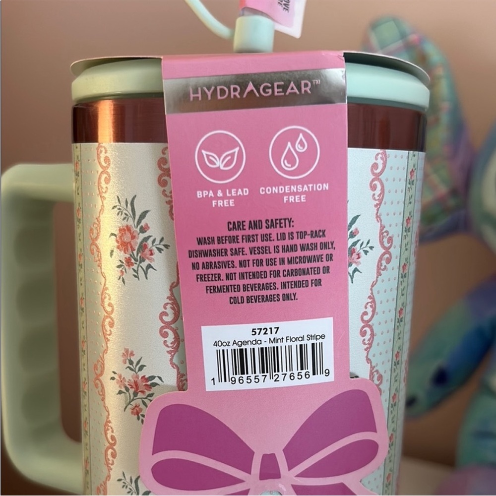 Floral Water Bottle - Mint and Pink - Picture 6 of 11